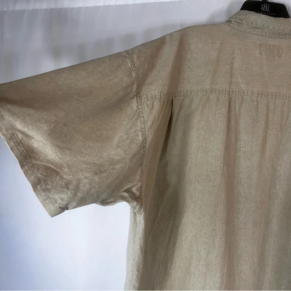 Big Dogs Mens Tan Short Sleeve Button-Up Vintage Shirt Tan Men's Shirt Size: 4X - Picture 14 of 15